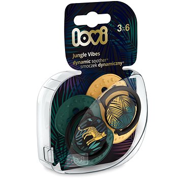 

LOVI Jungle Vibes silikonový dynamický dudlík 3-6 m, žlutá/zelená 2 ks