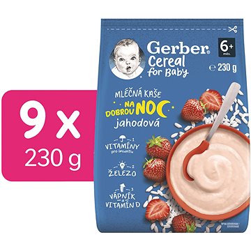 

GERBER Cereal mléčná kaše Dobrou noc jahodová 9× 230 g