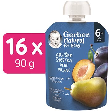 

GERBER Natural kapsička hruška a švestka 16× 90 g