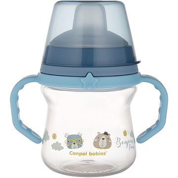 

Canpol babies hrneček se silikonovým pítkem FirstCup Bonjour Paris 150 ml, modrý