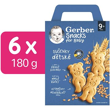 

GERBER Snacks dětské sušenky 6× 180 g