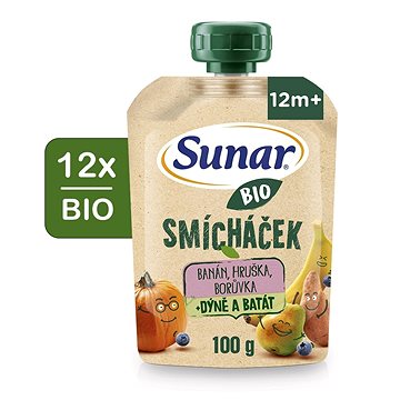 

Sunar BIO ovocná kapsička Smícháček banán, hruška, dýně, batáty a borůvky 12× 100 g