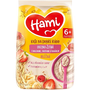 

Hami mléčná kaše ovesno-žitná s malinami, jahodami a banánem 210 g