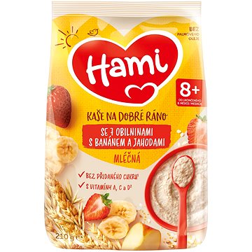 

Hami mléčná kaše se 7 obilninami s banánem a jahodami 210 g