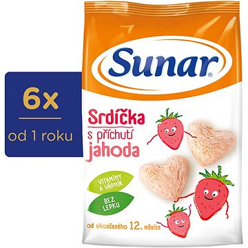 

Sunar dětské křupky jahodová srdíčka 6× 50 g