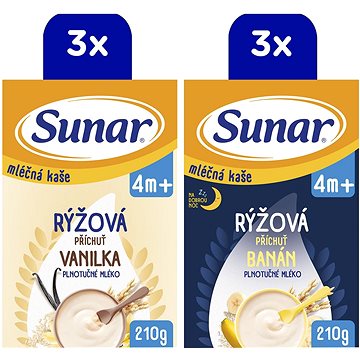 

Sunar mléčná rýžová kaše mix příchutí 4m+, 6× 210 g