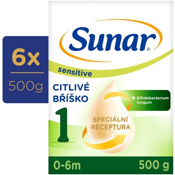

Sunar Sensitive 1 počáteční kojenecké mléko, 6× 500 g