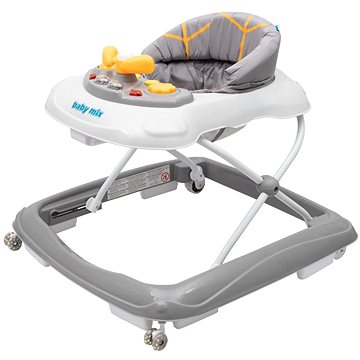 

BABY MIX dětské chodítko s volantem a silikonovými kolečky šedá