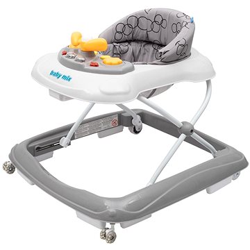 

BABY MIX dětské chodítko s volantem a silikonovými kolečky tmavě šedý