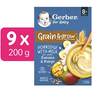 

GERBER mléčná kaše pšenično-ovesná banán a mango 9× 200 g