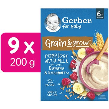 

GERBER mléčná kaše pšenično-ovesná banán a malina 9× 200 g