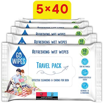 

GoWipes vlhčené osvěžujíci ubrousky 5× 40 ks (200 ks)
