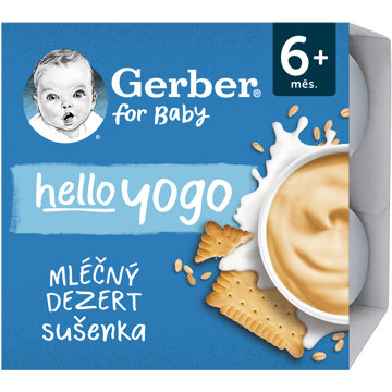 

GERBER Hello Yogo mléčný dezert se sušenkami 4× 100 g