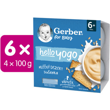 

GERBER Hello Yogo mléčný dezert se sušenkami 6× (4× 100 g)