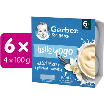 

GERBER Hello Yogo mléčný dezert s příchutí vanilky 6× (4× 100 g)