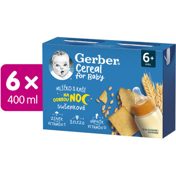

GERBER Cereal mlíčko s kaší sušenkové Na dobrou noc 6× (2 × 200 ml)