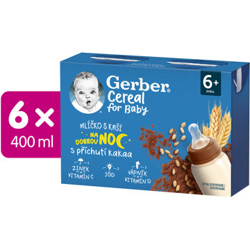 

GERBER Cereal mlíčko s kaší s příchutí kakaa 6× (2× 200 ml)