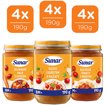 

Sunar masozeleninový příkrm mix příchutí 8M+, 12× 190 g