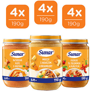 

Sunar masozeleninový příkrm mix příchutí 6M+, 12× 190 g