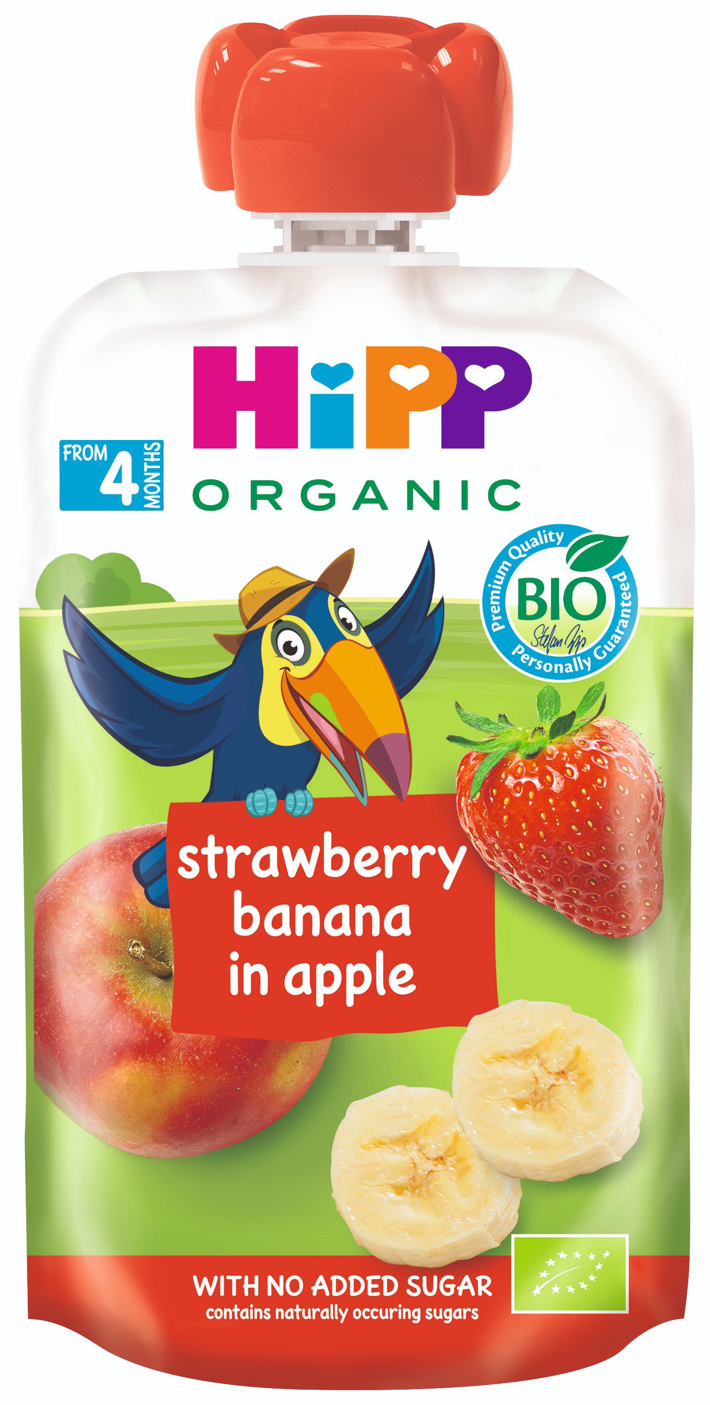 

HiPP BIO 100% ovoce Jablko-Banán-Jahoda od uk. 4. měsíce, 100 g