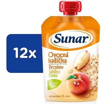 

Sunar kašička ovocná kapsička broskev, jablko, ovesné vločky 6m+, 12× 120 g