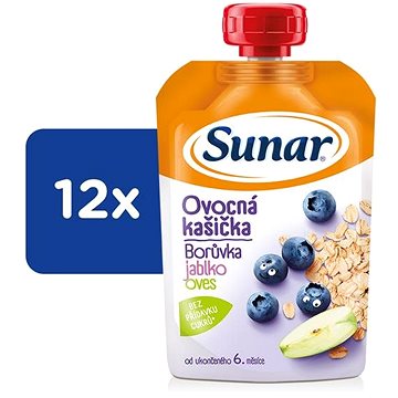 

Sunar kašička ovocná kapsička borůvka, jablko, ovesné vločky 6m+, 12× 120 g