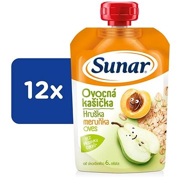 

Sunar kašička ovocná kapsička hruška, meruňka, ovesné vločky 6m+, 12× 120 g