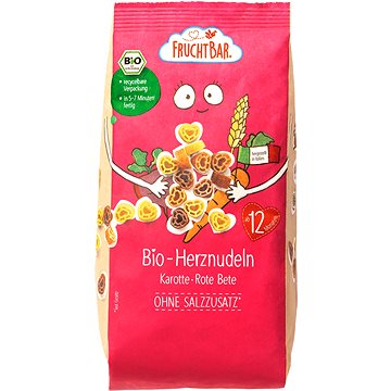 

FruchtBar BIO těstoviny srdíčka s mrkví, řepou a pšenicí 300 g