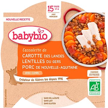

BABYBIO vepřové maso z Nové Akvitánie s čočkou 260 g