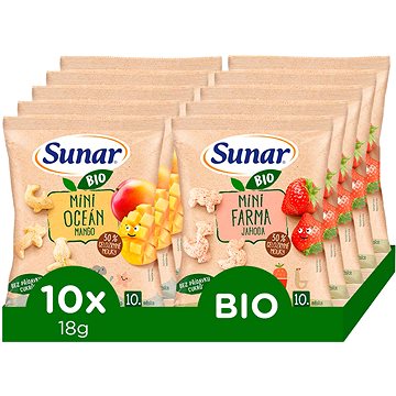 

Sunar BIO křupky mix příchutí jahoda a mango 10× 18 g