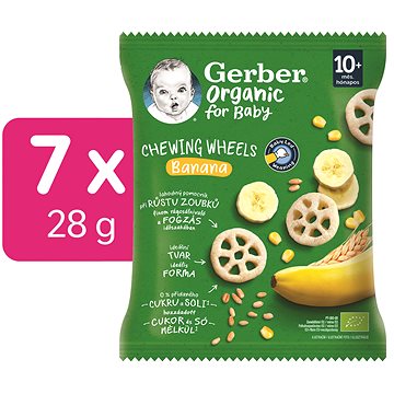

GERBER Organic Chewing Wheels křupavá kolečka s banánem 7× 28 g
