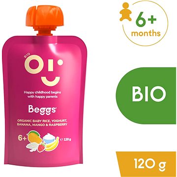 

Beggs BIO Dětská rýže s jogurtem, banánem, mangem a malinami 120 g