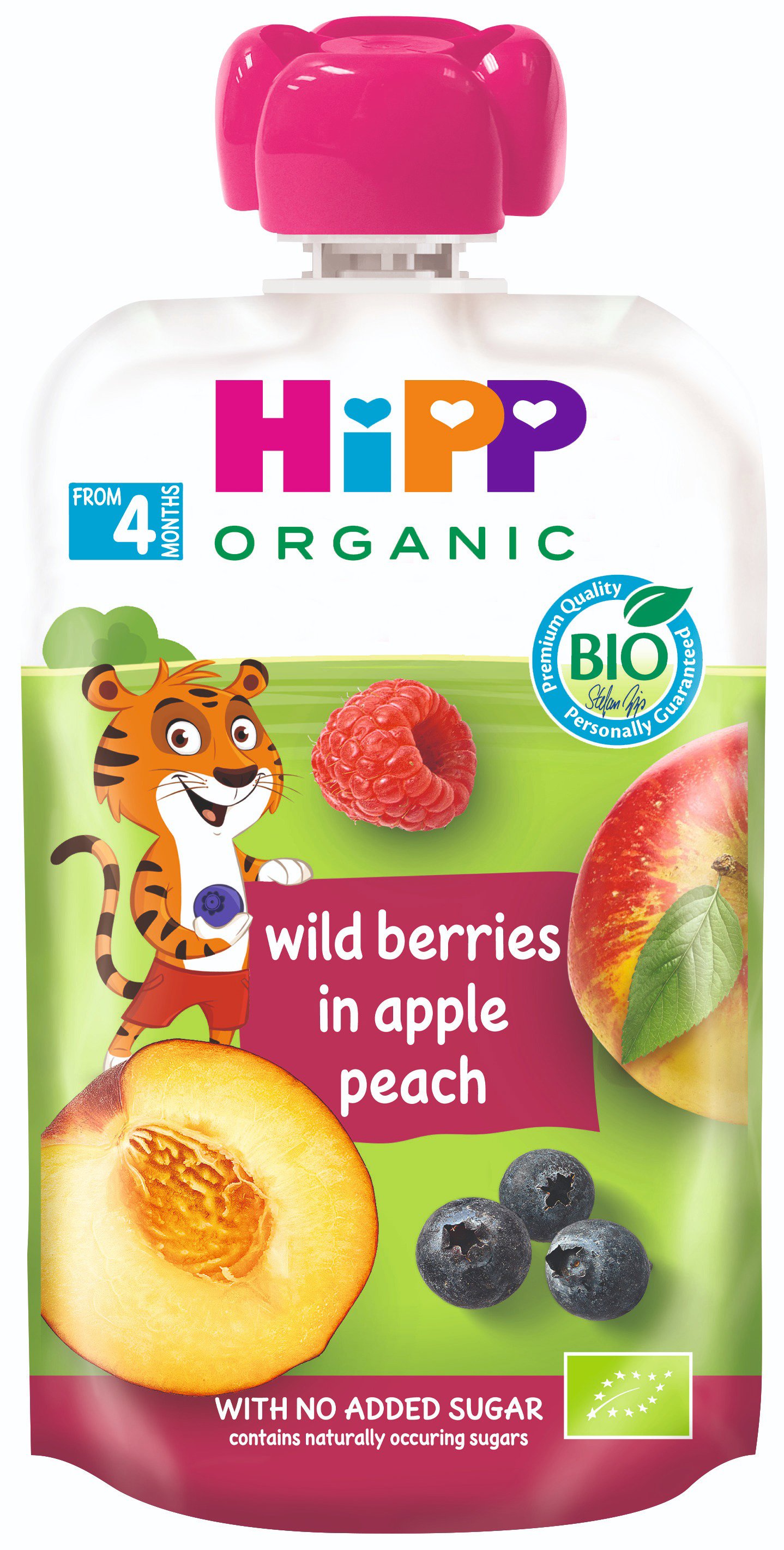 

HiPP BIO 100% ovoce Jablko-Broskev-Lesní ovoce od uk. 4. měsíce, 100 g