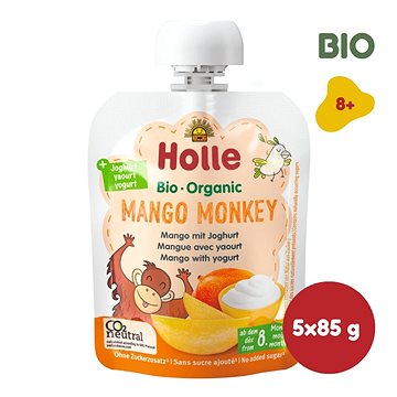 

HOLLE Mango monkey bio dětské ovocné pyré s jogurtem 5× 85 g