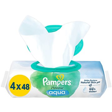 

PAMPERS Harmonie Aqua vlhčené ubrousky Plastic Free 4x48ks