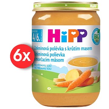 HiPP BIO Zeleninová polévka s krůtím masem - 6× 190 g - Příkrm