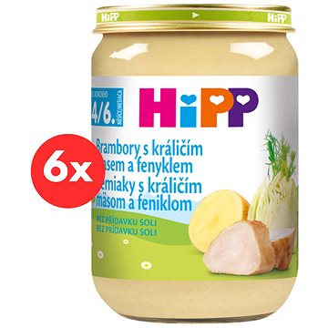 

HiPP Brambory s králičím masem a fenyklem od uk. 4.-6. měsíce, 6 × 190 g
