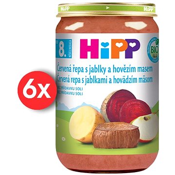 

HIPP BIO Červená řepa s jablky a hovězím masem od 8 m, 6 × 220 g
