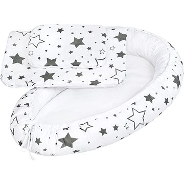

New Baby Luxusní hnízdečko s peřinkou a polštářkem hvěvdičky - bílé