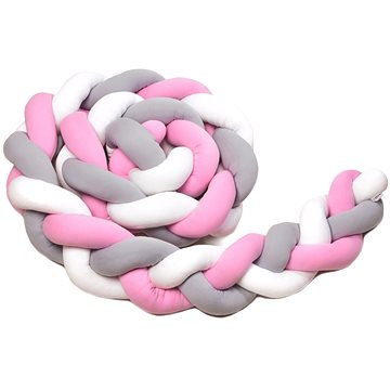 

T-TOMI Pletený mantinel 180 cm, white / grey / pink