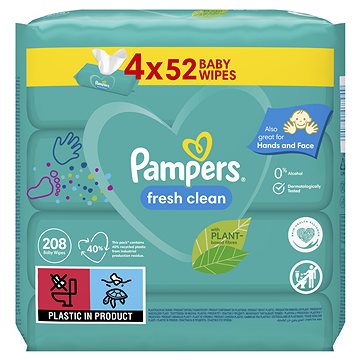 PAMPERS Fresh Clean 4× 52 ks - Dětské vlhčené ubrousky