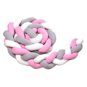 

T-TOMI Pletený mantinel 360 cm, white + grey + pink