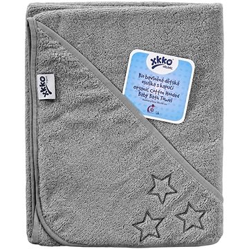 

XKKO Organic BIO bavlněná froté osuška s kapucí 90 × 90 Silver Stars