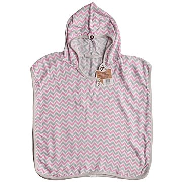 

XKKO BMB Bambusové mušelínové pončo Chevron Baby Pink Vel. 2 (2-3 roky)