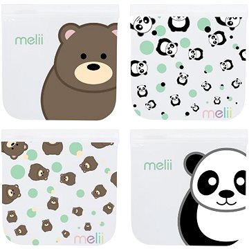 Melii Opakovatelně použitelné sáčky na svačinu 4 ks Panda a Medvěd