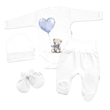 

Baby Nellys Sada do porodnice pro miminko 4D Teddy Love – bílá/modrá, vel. 50