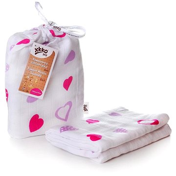 

XKKO BMB Bambusová zavinovačka 120 × 120 - Lilac Hearts + klipy na kočárek