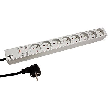 

Bachmann 19'' napájecí panel 1U, 8 × zásuvka CZ, přepěťová ochrana, šedý, 2 m