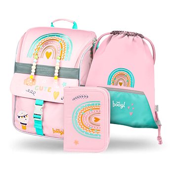 

BAAGL 3 SET Zippy Duha růžový: aktovka, penál, sáček