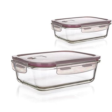 

BANQUET LORA Sada skleněných dóz s víčkem 550 + 950 ml bordó